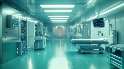 Sterile Hospital Corridor Modern Medical Facility
