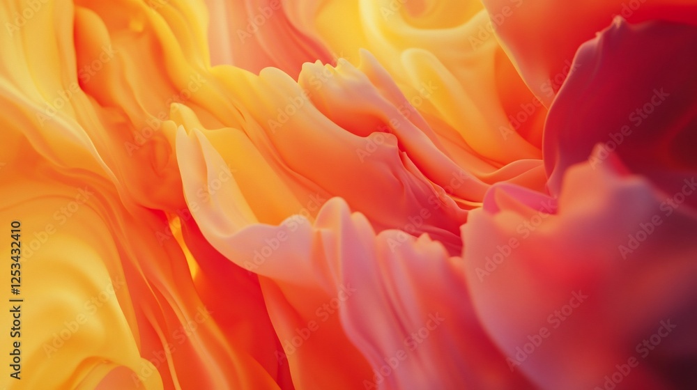 Poster abstract swirling forms with orange and yellow tones in a gentle wave pattern