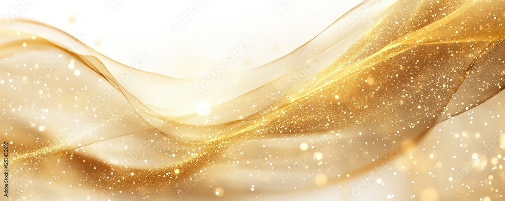 Poster ethereal abstract golden light effect background with shining particles creating a dreamy atmosphere