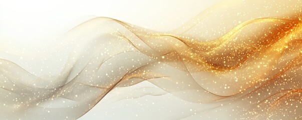 Obraz premium Abstract Golden Light Effect Background with Shining Particles, Smooth Waves in Elegant Flowing Design for Creative Projects and Visual Art