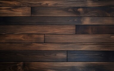 Elegant dark wooden plank floor with smooth polished surface and deep grain patterns suitable for rustic and modern interior design and backgrounds