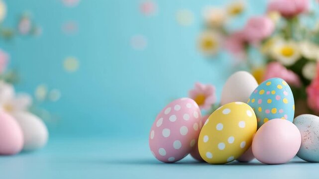 Colorful Easter Eggs Decorate a Vibrant Spring Background