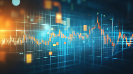 Abstract financial chart with uptrend, data visualization, and vibrant colors. image conveys sense of growth and analysis in finance