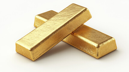 Two shiny gold bars stacked on light background, symbolizing wealth and luxury. smooth texture and reflective surface enhance their appeal