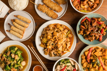 Thai food flat lay composition