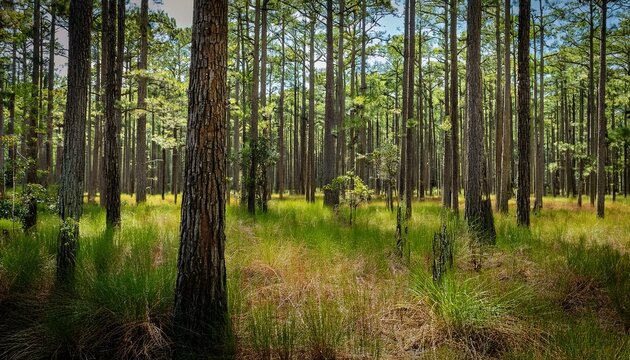 old growth longleaf pine forest in the wade tract preserve georgia