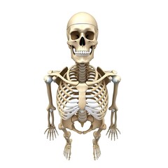 Human skeleton and skull bone isolated image white background.