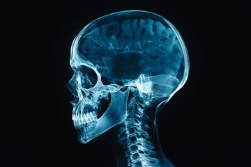 X-Ray Profile View of a Skull and Brain