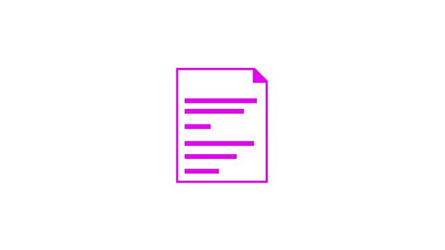 High-Quality Document Icon for Professional Use. Text file shape icon animated purple color in white background.