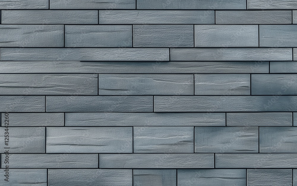 Poster modern grey stone wall with layered rectangular pattern and textured brick surface for architectural