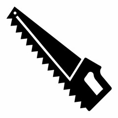 Sharp Carpenter Saw Silhouette Icon: Perfect for DIY, Construction, and Woodworking Projects. Clean,