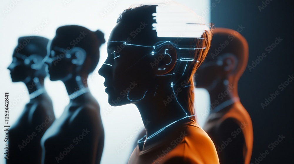 Poster abstract depiction of interconnected individuals with glowing lines on a dark background