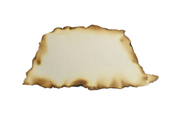 old burnt paper isolated on white