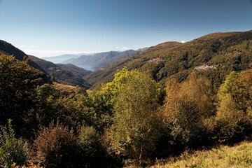Autumn landscape in the Alps mountains, north Italy