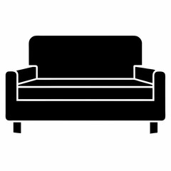 Versatile Convertible Sofa Bed: Silhouette Icon, Isolated, Modern Furniture Design Element, Simple, 