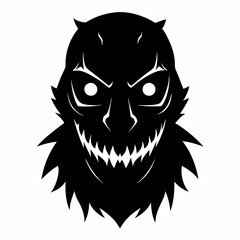 Mysterious Hollow-Eyed Mask Silhouette: Spooky Halloween Design Element art dark icon face head scary