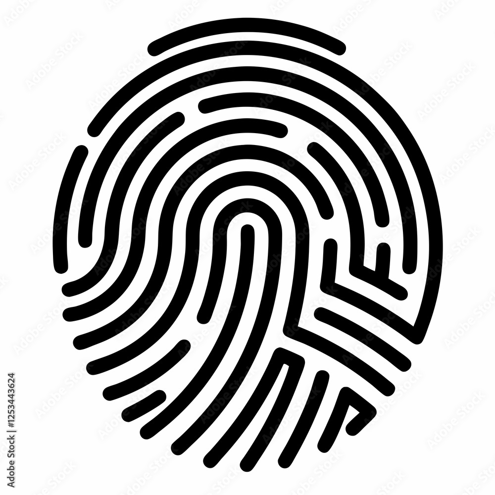 Poster digital fingerprint scan: secure identity silhouette, abstract tech vector graphic, high-resolution