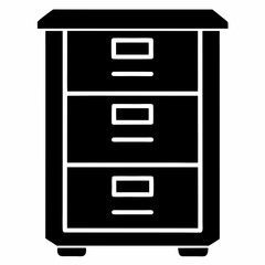 Sleek Filing Cabinet Silhouette Icon: Perfect for Office, Business, and Organization Designs. Vector