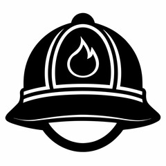 Fototapeta premium Fiery Rescue: Bold Firefighter Helmet Silhouette Icon, Isolated on White Background, Perfect for 