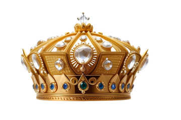 Luxurious Gold and Diamond Royal Crown Isolated on Transparent Background