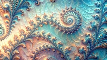 Intricate Spiral and Floral Design in Pastel Hues A Symphony of Curving Lines and Delicate Patterns