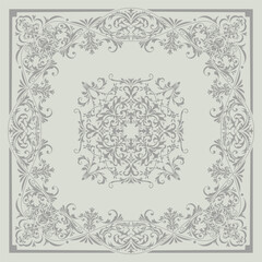 Textile design for elegant scarf in Baroque style with intricate elements