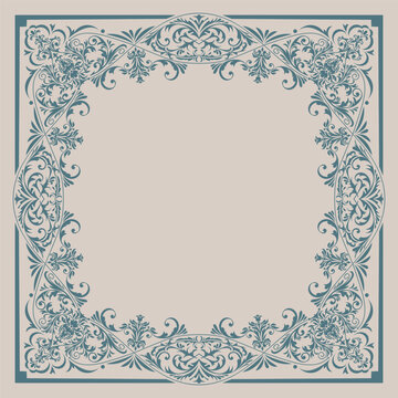 Textile design for elegant scarf in Baroque style with intricate elements