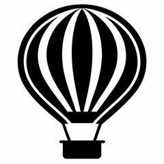 Elegant Hot Air Balloon Silhouette Icon, Isolated on White Background, Perfect for Design Projects, 