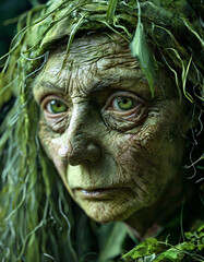 forest, dryad, face, art, head, woman, fantasy
