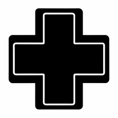 Obraz premium Medical Cross Silhouette: Simple, Clean, & Versatile Icon for Healthcare Branding sign logo nurse 