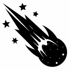 Obraz premium Celestial Silhouette: Falling Meteor Icon, Isolated on White Background, Perfect for Design Projects