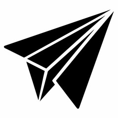 Soaring Paper Airplane Silhouette: Icon, Vector, Isolated, White Background, Design Element, Simple,