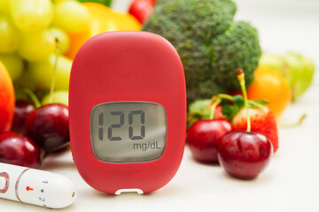 Digital glucose meter food for check sample blood sugar level to treatment diabetes with vegetable...
