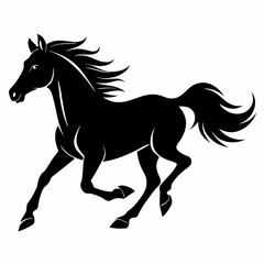 Obraz premium Majestic Running Horse Silhouette: Elegant, Powerful, Wild, Freedom, Nature icon logo mare foal gait