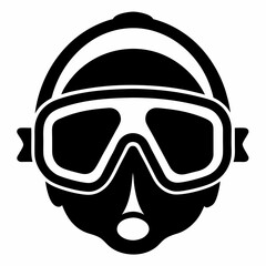Dive into Adventure: Underwater Scuba Diving Mask Silhouette Icon, Isolated on White Background.    