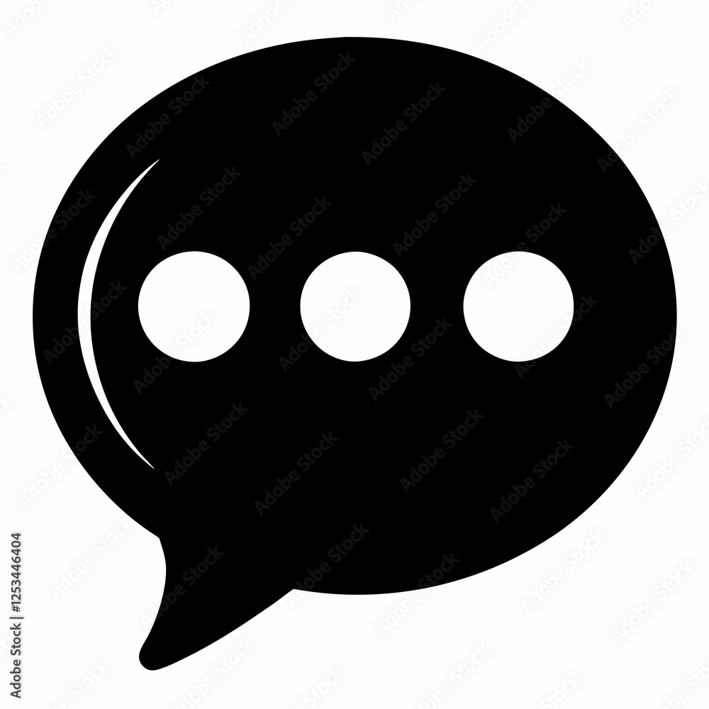 Poster suspenseful chat bubble silhouette: three dots, isolated vector icon for design projects ui ux app