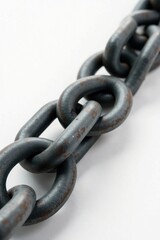 Fototapeta premium A Detailed Close-Up of a Weathered Metal Chain, Showing Interlocking Links and Textured Surface