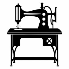 Vintage Sewing Machine Table: Retro Silhouette Icon, Perfect for Craft Projects, Blogs, and         