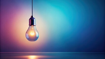 Illuminating Ideas A Single Glowing Lightbulb Against a Vibrant Gradient Wall Background
