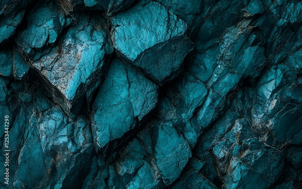 Poster deep blue rough rock texture with sharp cracks and unique natural stone formation for backgrounds de