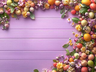 Obraz premium A vibrant array of juicy tropical fruit sprawls on the pink background, Tropical freshness and color. Generative Ai