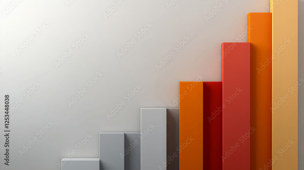 Poster abstract artistic representation of bar graph with varying heights, showcasing gradient of colors fr