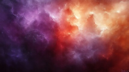 Naklejka premium Abstract Cosmic Nebula Red Purple Hues