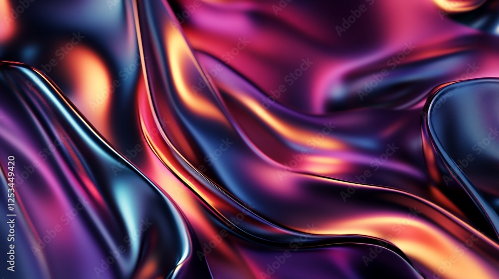 Poster abstract metallic folds with vibrant colors showing smooth surface and reflective texture