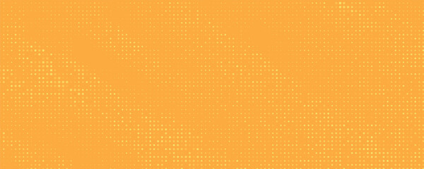 Yellow orange halftone pattern. Retro comic gradient background. Square pixilated dot cartoon texture. Pop art faded gradient pattern
