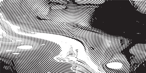 Distressed background in black and white texture with circular shapes,dark spots, scratches and lines. Abstract vector illustration