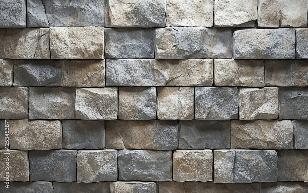 Poster stacked grey stone blocks with rough and textured surfaces creating a bold and industrial background
