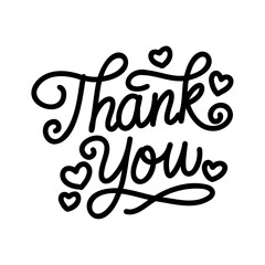 Thank You handwritten inscription. Hand drawn lettering. Thank You calligraphy. Thank you text.