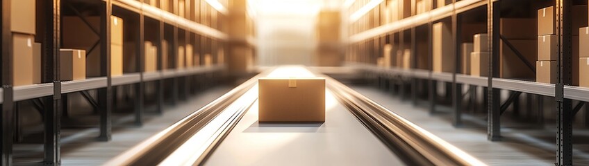 Efficient Warehouse Logistics: Package on Conveyor Belt