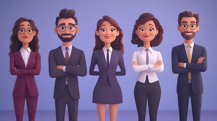 Corporate leaders appreciating team contributions in modern workplace, 3D cartoon style